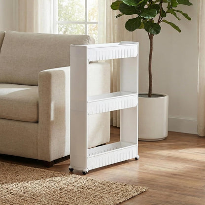 Slim Rolling Storage Cart - 5-Tier Utility Cart with Wheels for Bathroom, Kitchen, and Laundry Room - Bathroom Shelves by Lavish Home (White)