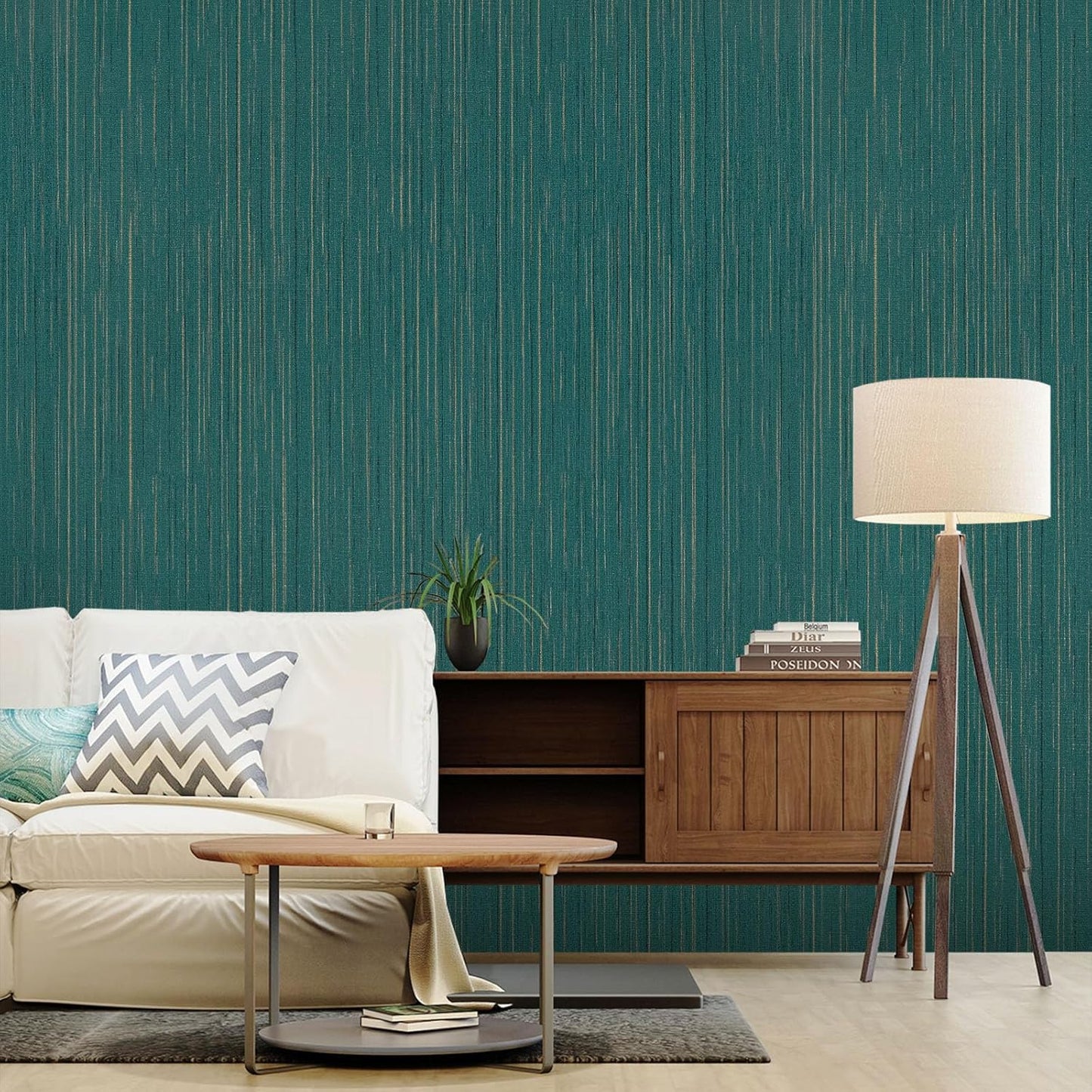 Light Blue Peel and Stick Grasscloth Texture Wallpaper 15.7"x120" Vintage Wallpaper Removable Waterproof