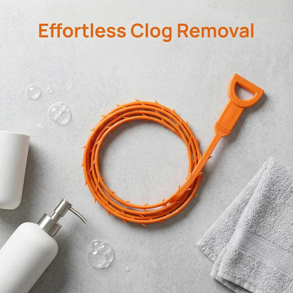 Drain Snake Hair Clog Remover Orange Plastic, 20 Inch Barbed Design for Bathroom Tub Kitchen Sink Toilet Sewer Cleaning 4 Pack