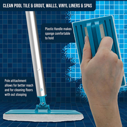 U.S. Pool Supply Hand-Held Pool Scrub Brush, 2 Pack - Surface Scrubbing Scouring Sponge Pad - Clean Pool Tile & Grout, Walls, Vinyl Liners, Spas - Cleaning Scrubber Stains, Kitchen Bathroom Tub Shower
