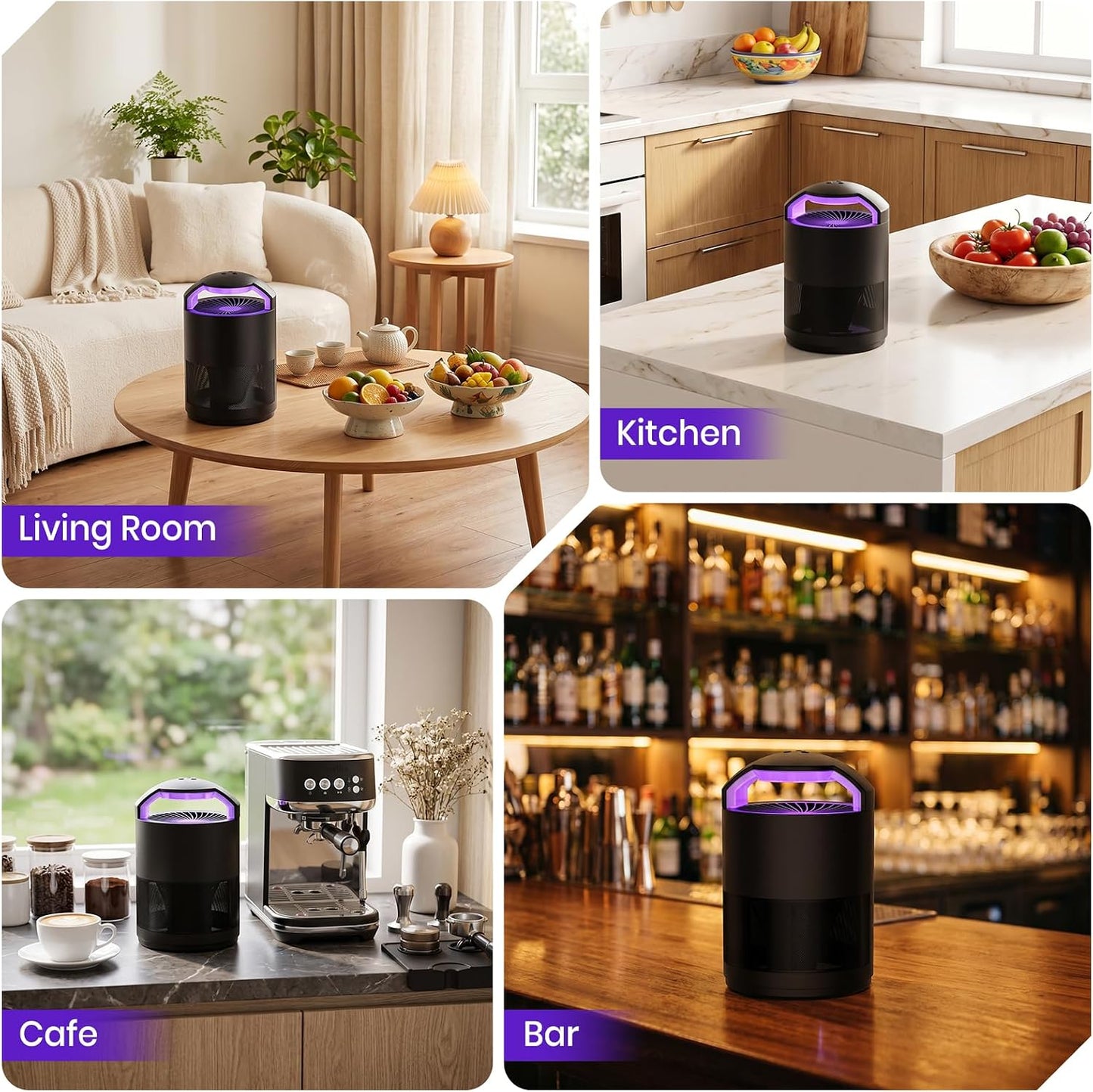 Fruit Fly Traps for Indoors, Catcher & Killer, Indoor Insect Trap | Upgraded Purple Light, Odorless & Quiet, 3-Speed Fan Suction for Gnats & Mosquitoes in Kitchen, Home, and Plants