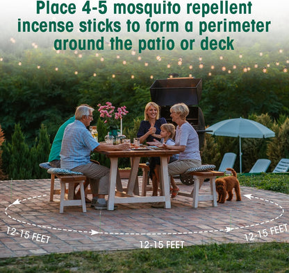 90 pcs Mosquito Repellent Outdoor Patio Sticks, Citronella Repellent Incense Sticks, Natural Essential Oil Incense, Repel Mosquito for Indoor, Patio, Camping, Fishing