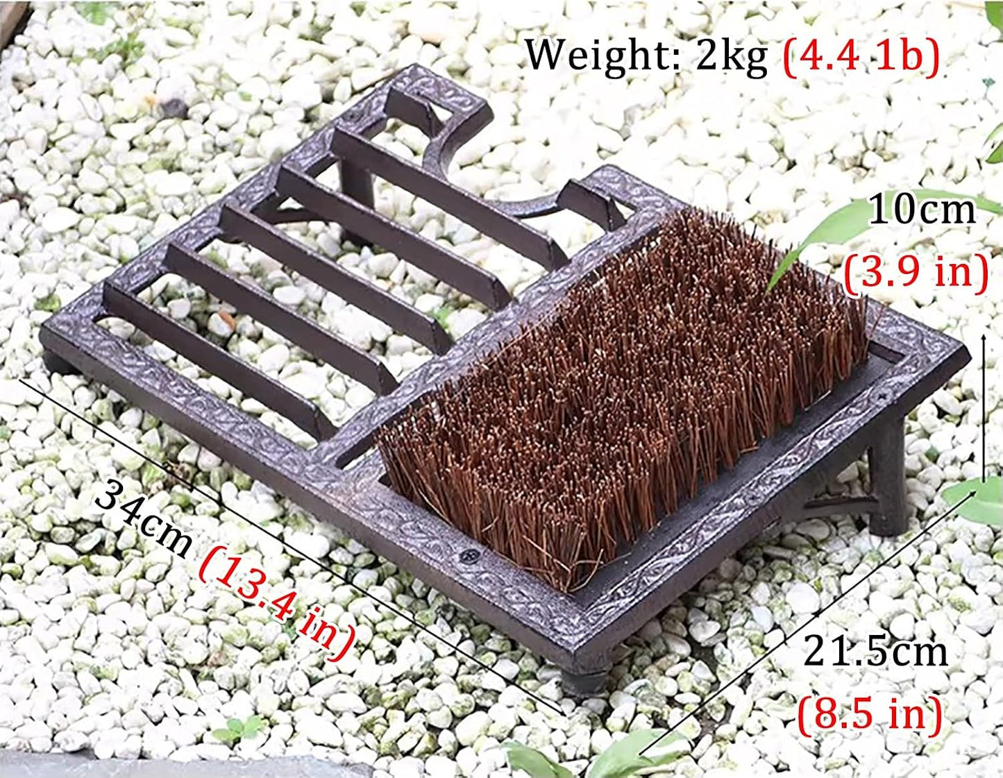 GTPBAO Farmhouse Shoe Brush Scraper, Heavy Duty Cast Iron Front Doormat with Brush, Outdoor Shoe Cleaning Mat for Home Porch Garden