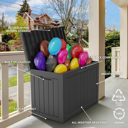 230 Gallon Large Outdoor Storage Box Waterproof, UV Resistant Resin Deck Box with Hydraulic Rod & Lockable Latch for Patio Furniture, Outside Storage Box for Garden Tools, Patio Cushions, Black