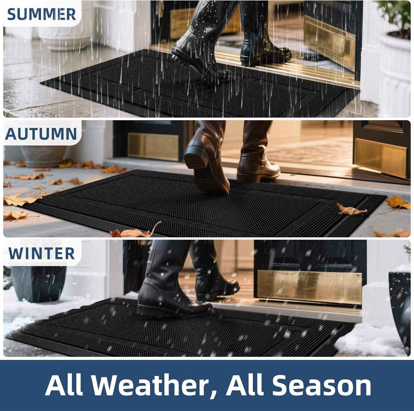 BEHERO Front Door Mat Outside Entrance, 36" x 17" Heavy Duty Rubber Outdoor Mats Enlarged for Entryway, Welcome Matt Outdoor, Dirt Trapping Waterproof