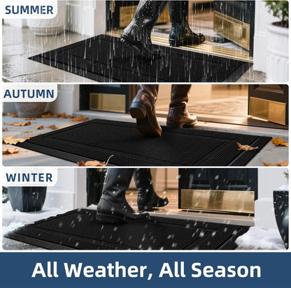 BEHERO Front Door Mat Outside Entrance, 36" x 17" Heavy Duty Rubber Outdoor Mats Enlarged for Entryway, Welcome Matt Outdoor, Dirt Trapping Waterproof