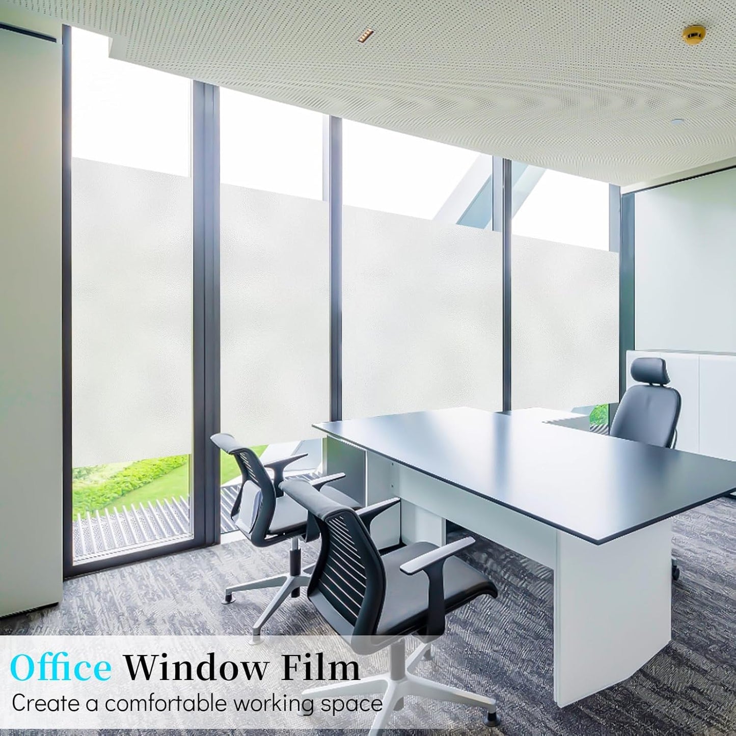 Niviy Frosted Glass Window Privacy Film Decorative, Static Cling Bathroom Window Frosting Film Day and Night Windows Cling Home Glass Door Cover, 17.5 inch x 78.7 inch
