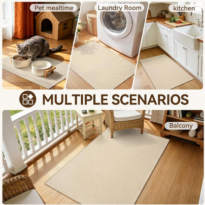 Ultra Thin Door Mat 24"x35" – Low Profile Non Slip Door Mat Indoor Entrance, Washable Absorbent Entryway Mat with Rubber Backing, Dirt Trapper Doormat for Front Door Inside, Beige