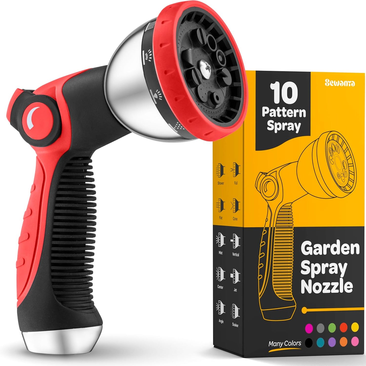 Hose Nozzle [Blue] Heavy Duty Hose Sprayer With 10 Adjustable Watering Patterns. Thumb Control Design, Comfortable Ergonomic Grip, Garden Hose Nozzle for Watering Plants & Lawns/Fun showers/Cleaning