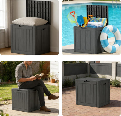 320 Gallon Outdoor Storage Box Resin Deck Box All Weather Waterproof Large Lockable Storage Container Deck Box for Patio Furniture, Garden Tools, Lockable, Black