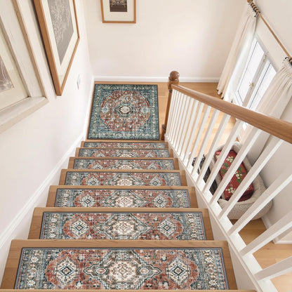 OJIA Stair Treads Non Slip for Wooden Steps Indoor 15PCS Carpet Stair Treads, Rubber Backing Stair Carpet Treads, Residue Free 8"x30" Staircase Step Treads Edging Stair Rugs for Kids & Pets, Gray