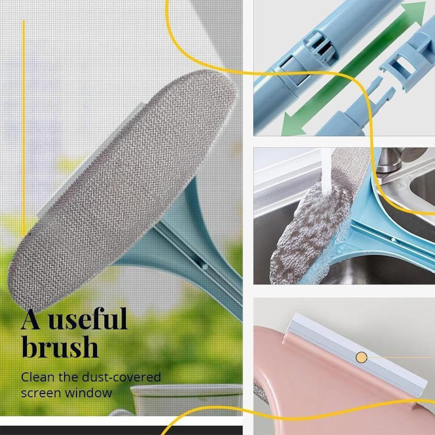 Multifunctional Screen Brush Household Tool Double-Sided Window Glass Cleaner Plastic Clean Screen Window Dust Cleaning Tool