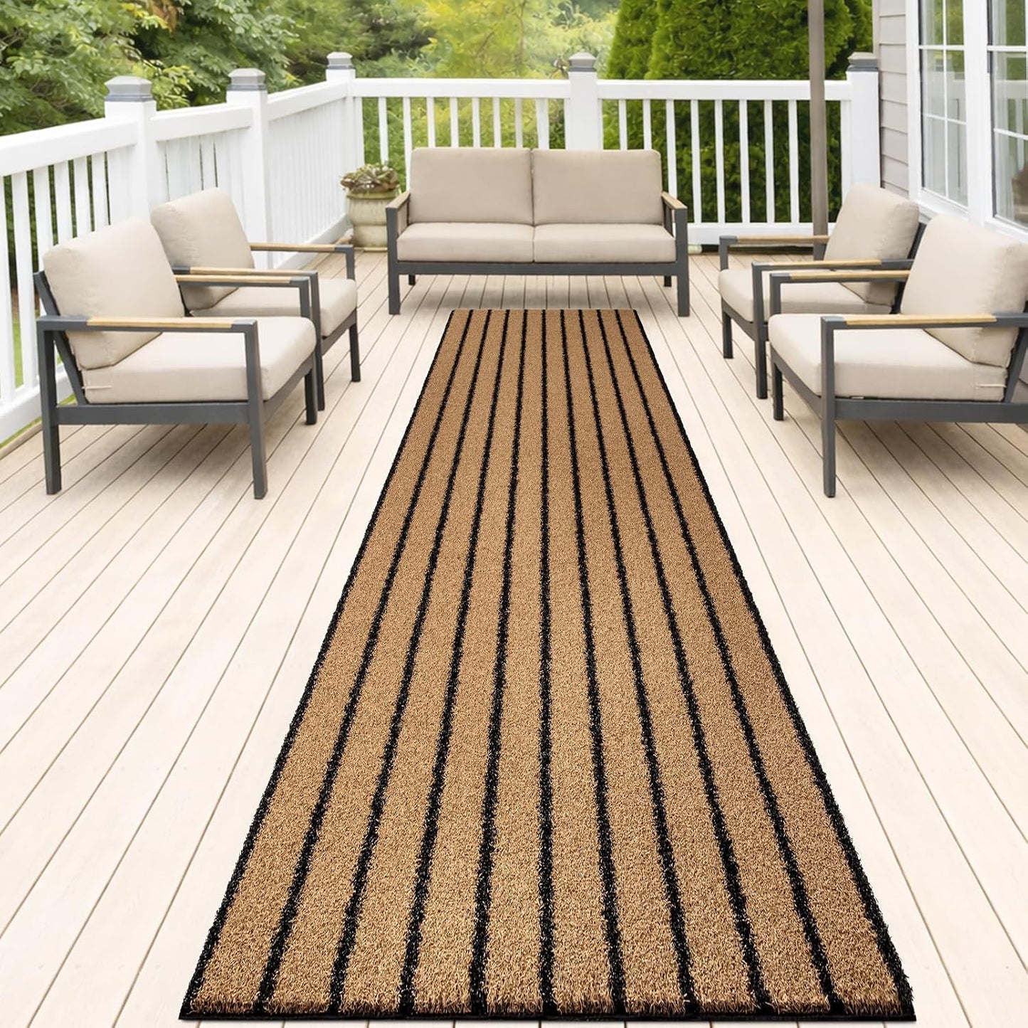 Outdoor Front Door Mat 32" x 48", Dirt Trapping Outside Entrance Rug, Non Slip Shoe Scraper, Heavy Duty Commercial Rug for Patio, Garage, Traffic Area, Office, Roll Packing