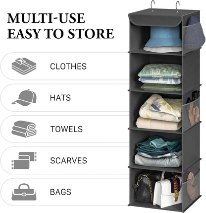 Simple Houseware 6 Shelf Hanging Closet Organizer, Gray