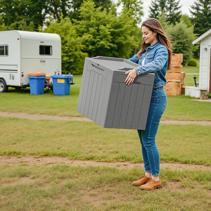 Devoko 30 Gallon Resin Deck Box Waterproof Outdoor Storage Box for Patio Furniture Pool Accessories Indoor Storage for Cushion Garden Tools (30 Gallon, Black)