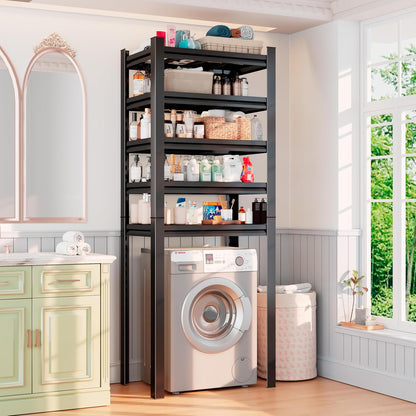Over Washer and Dryer Shelves, Laundry Room Shelves Adjustable Metal Heavy Duty Freestanding Storage Shelves, Washing Machine Rack for Organization and Storage, Black (Black, 63''H*35.43''W*11.81''D)