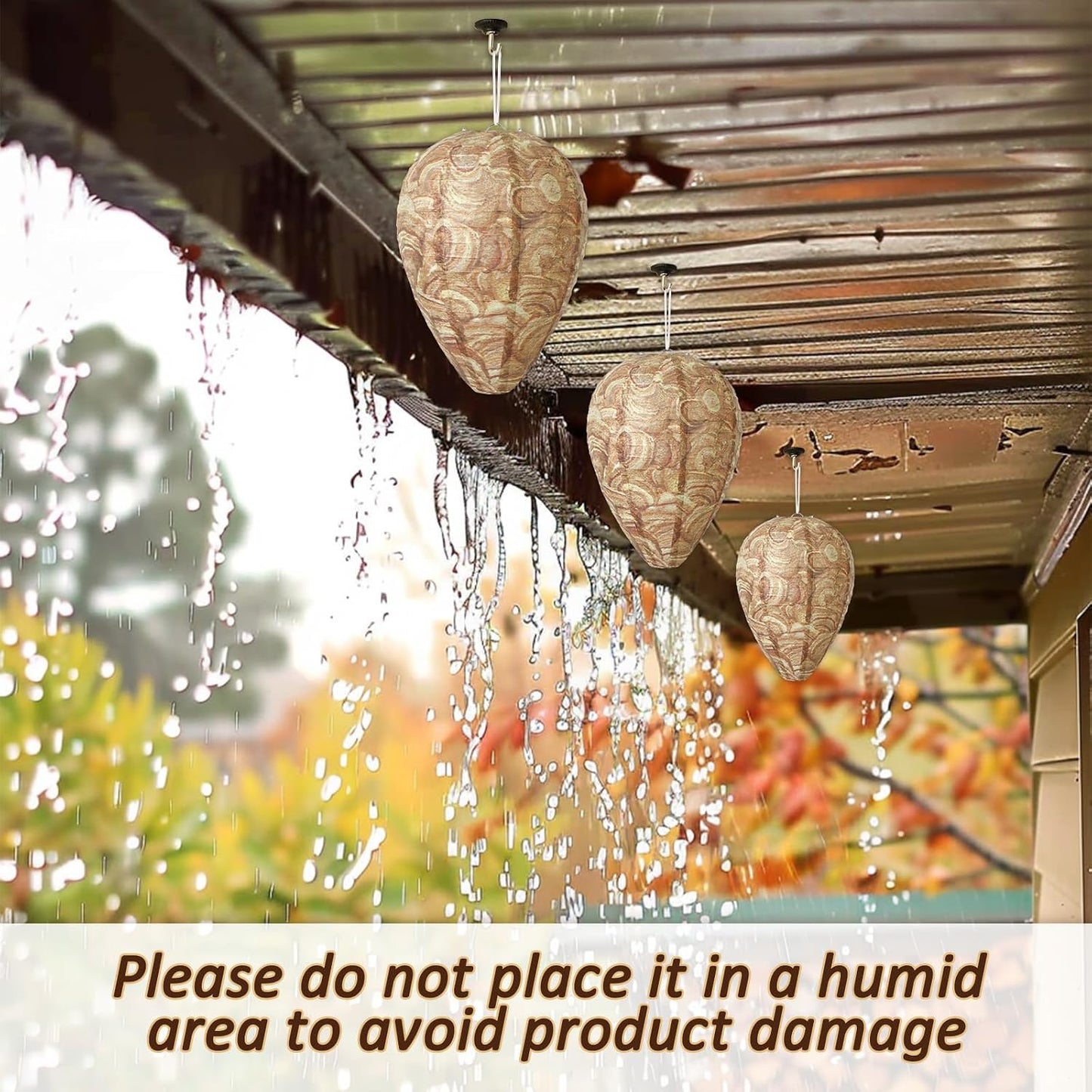 4 Pack Wasp Nest Decoy Hanging Wasp Nest Stay Away from Wasps Hornets Yellow Jackets