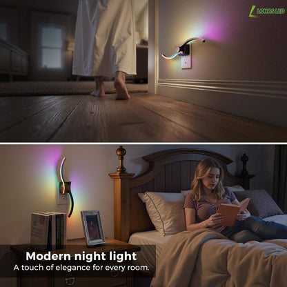 L LOHAS LED Night Light,Dimmable Night Lights Plug into Wall, 2 Pack Acrylic Nightlight with 0-100 LM Adjustable Brightness, 3000K Plug in Night Light with Dusk to Dawn Sensor, for Bathroom Hallway
