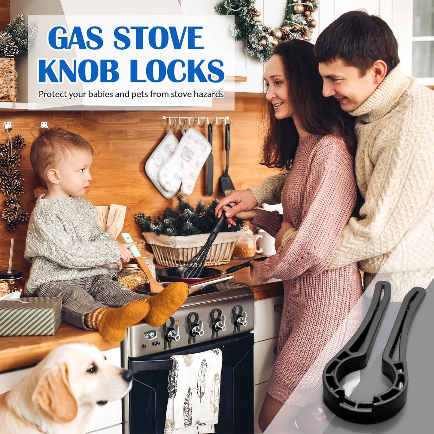 5-Pack Gas Stove Knob Locks for Toddler Safety, for Stove for Baby and Pets Safety (Black)