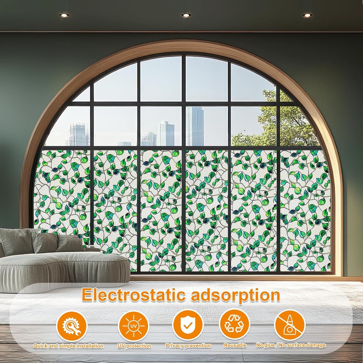 SOMWISE Frosted Glass Window Film, Heat Insulation, UV Block, Anti-Glare, One Way Privacy Tint, Static Cling for Home Bathroom Door, Renter Friendly, Day & Night Privacy