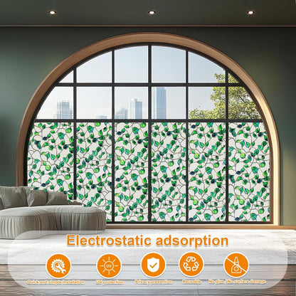 SOMWISE Frosted Glass Window Film, Heat Insulation, UV Block, Anti-Glare, One Way Privacy Tint, Static Cling for Home Bathroom Door, Renter Friendly, Day & Night Privacy