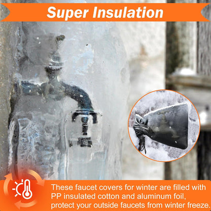 2 Pack Outdoor Faucet Covers for Winter Freeze Protection, Thickened 10"H x 6.3"W Outside Garden Faucet Socks,Waterproof Insulated Hose Bib Spigot Cover with 420D Oxford Fabric & Aluminum Foil