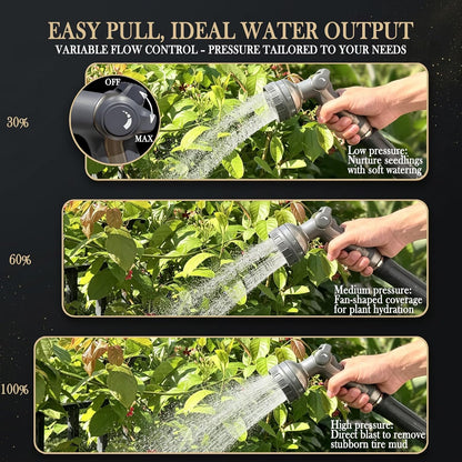 Garden Hose Nozzle Heavy Duty Metal Water Hose Sprayer | Heavy Duty Metal Spray Nozzle With Thumb Control. Japanese-style Design & 8 Spray Patterns For Different Blooming Seasons