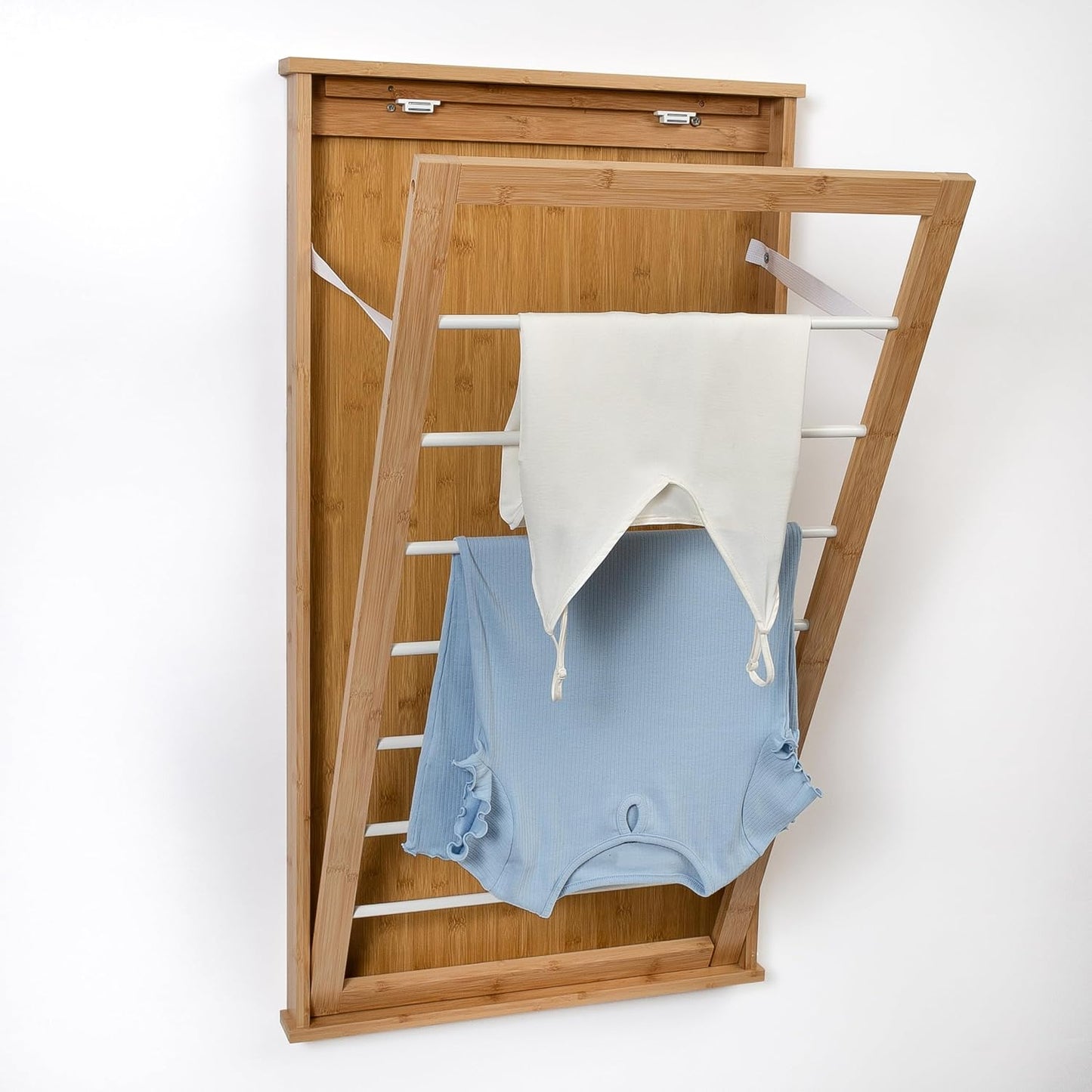 Honey-Can-Do Wall-Mounted Clothes Drying Rack, Bamboo, Collapsible, 23 in W x 27.25 in H