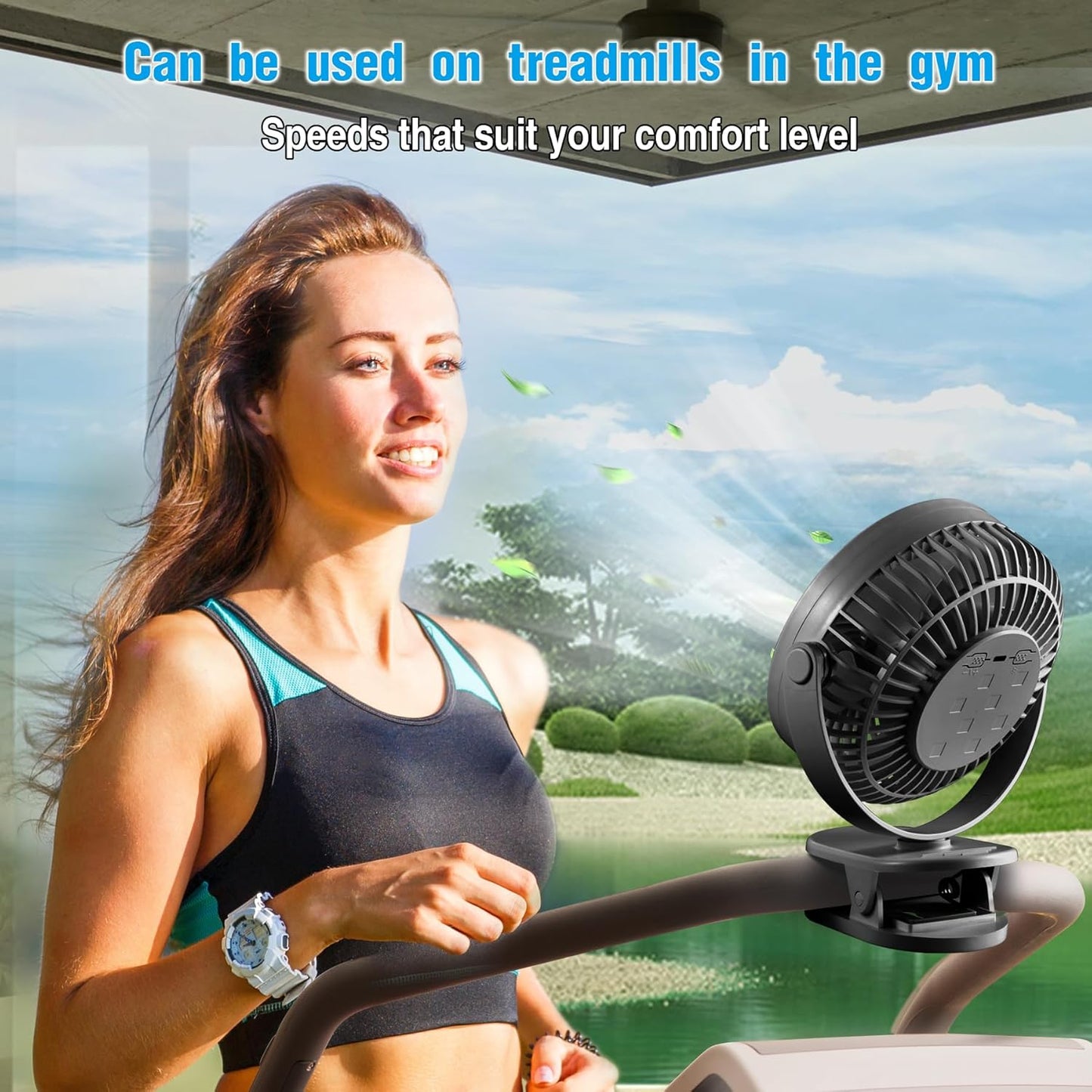 Clip on Fan Rechargeable, 8-Inch Battery Operated Desk Fan, USB Fan,5 Speeds, Strong Airflow, Sturdy Clamp for Golf Cart Office Desk Outdoor Travel Camping Tent Gym Treadmill,Black