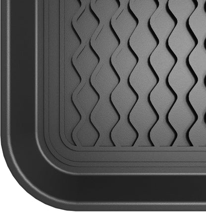 Ottomanson Indoor/Outdoor Boot Tray Non-Slip Rubber 16" x 32" Modern Entryway Mat for Entryway, Patio, Backyard, Garage, 16" x 32", Black