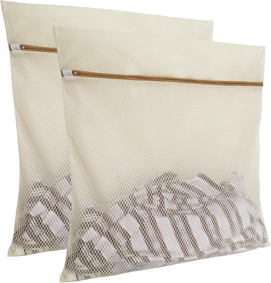 6 Pack Laundry Bag, Durable Honeycomb Mesh Laundry Bags Suitable for Delicate Clothes Washing (3 Large, 3 Medium) Beige