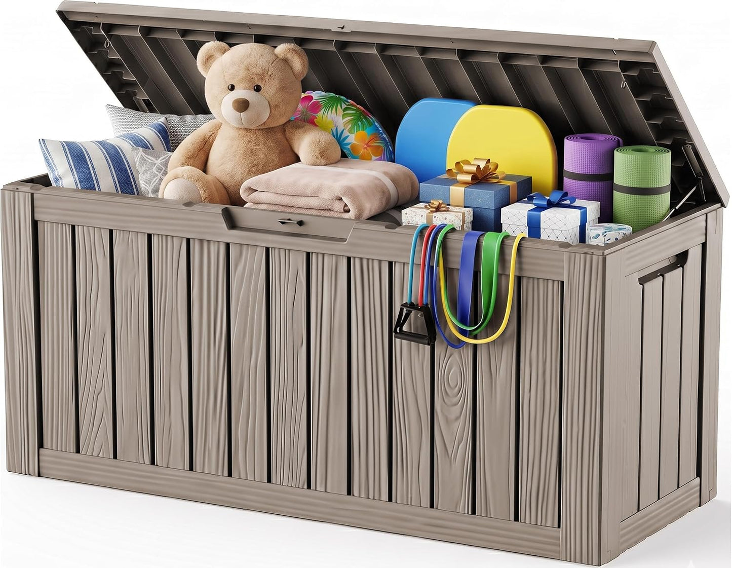 Outdoor Storage Box,38 Gallon Resin Deck Box,Waterproof & UV Resistant Lockable Package Delivery Bin,Toy Cabinet for Indoor & Outdoor