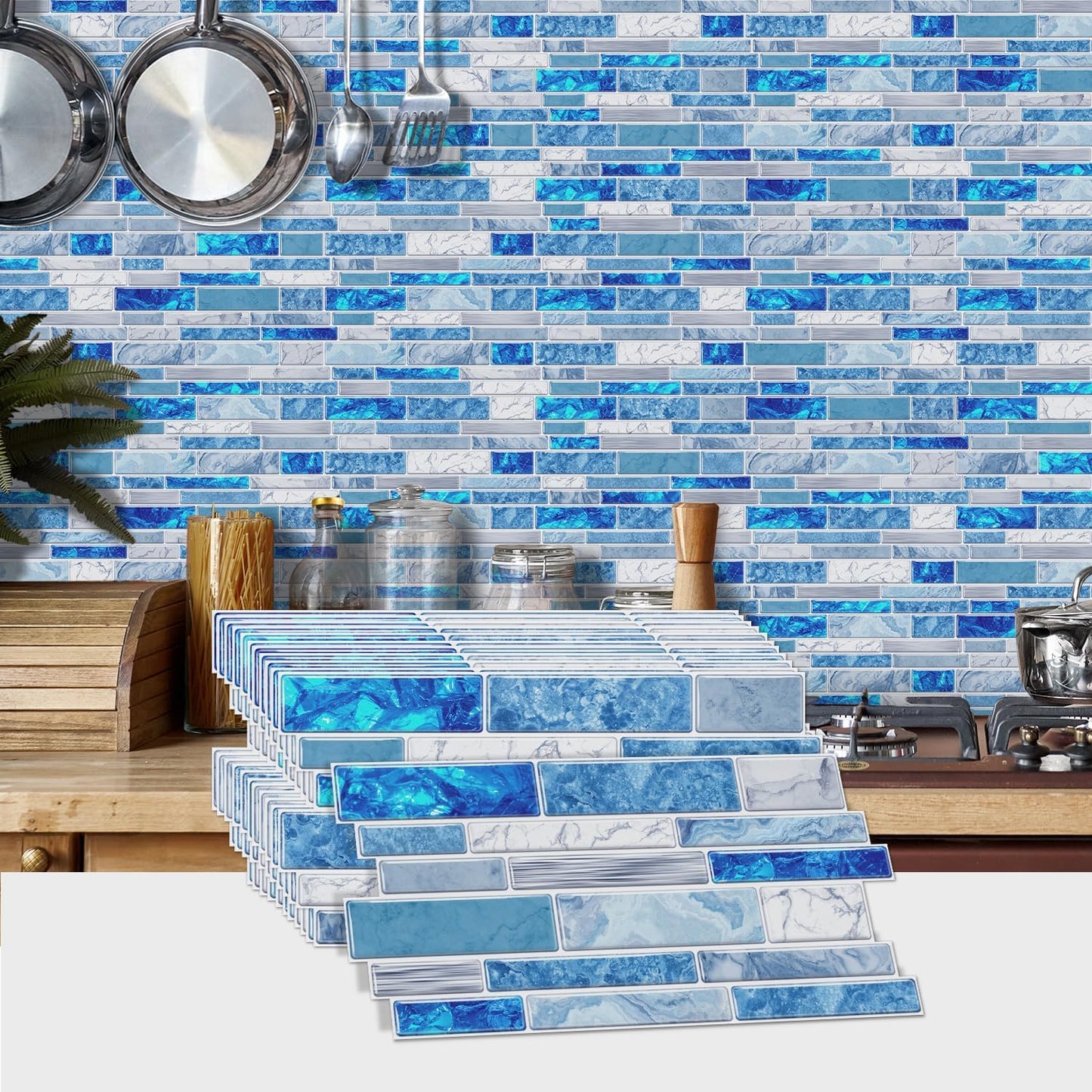 36 Sheets of Self Adhesive Marble Tile Wall Tiles Vinyl Sticker | 9.68 x 4.72in Water Resistant, Easy to Stick and Peel off, Suitable for DIY Decoration on Ceilings and Walls (Black)