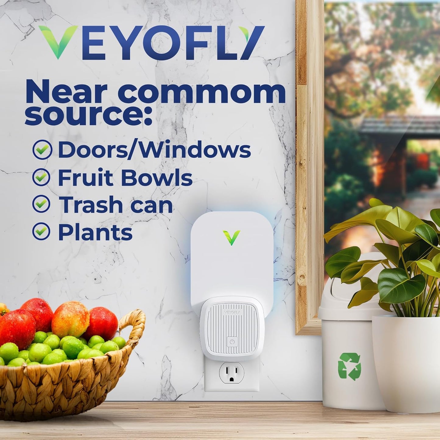 VEYOFLY Fruit Fly Traps for Indoors (2 Device + 4 Refills), Gnat Trap Indoor Plug in, Bug Traps, Flying Insect Trap, Gnat Traps for House Indoor, Fly Trap Indoor for Home Bug Light, Gnats Catcher