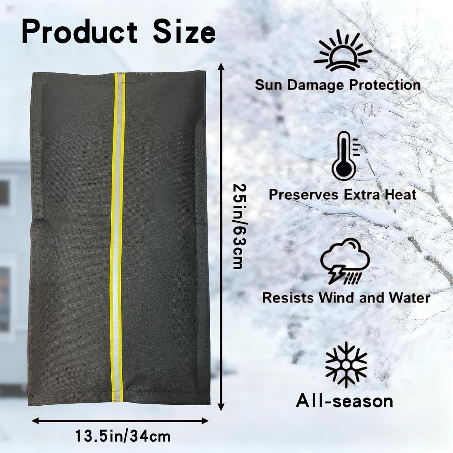 Insulated Outdoor Faucet Cover, Thickened Reusable Design, Dimensions: 25“H x 13.5”W, Reflective Strip Included, Year-Round Frost and Heat Protection, Suitable for RV Campgrounds and Yard Hydrants