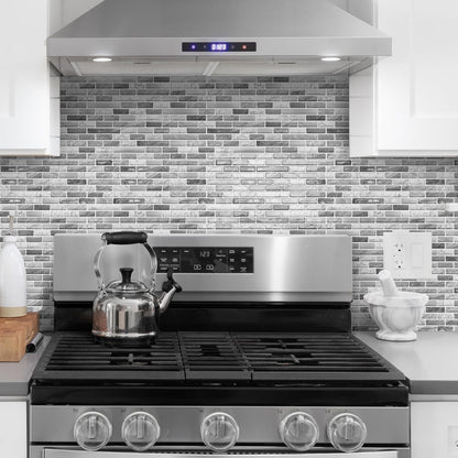 URCOLOR 10-Sheet Peel and Stick Backsplash Tile for Kitchen - 12”×12” Stick on Wall Tile for Bathroom, Black White Grey