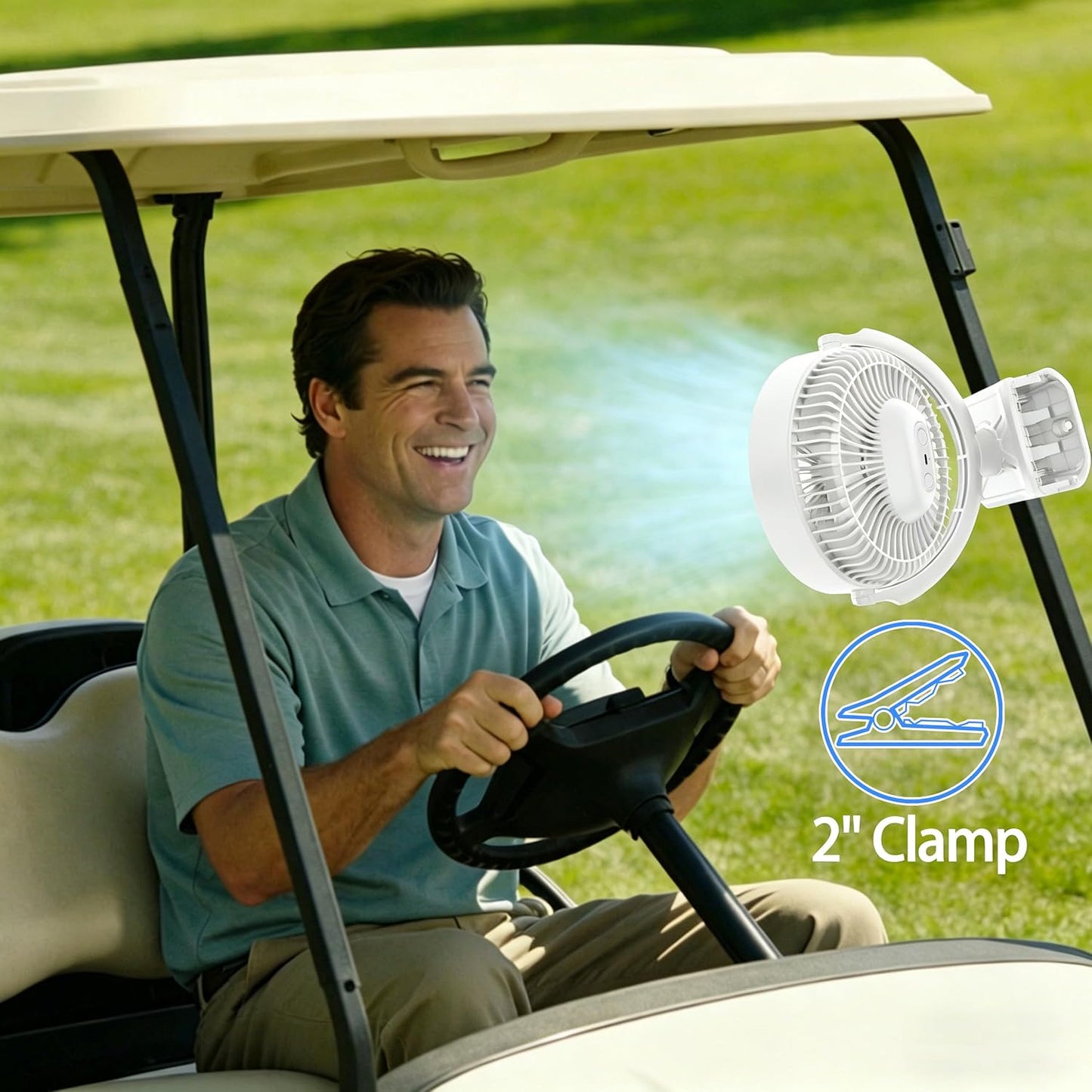 Clip on Fan 16000mAh: Portable Rechargeable Clamp Fan for Stroller Bed Camping Tent Golf Cart - Quiet Battery Operated with 3 Speed Strong Airflow LED Light Hook for Office Desk Outdoor (Black)