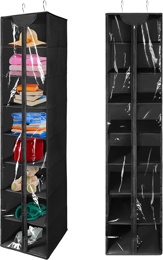 Libeder Hanging Closet Organizer, 8-Shelf Wardrobe Clothes Storage Organizer with Zipper,Hanging Shelves for Sweater,Shoes,Purse,Hats,White