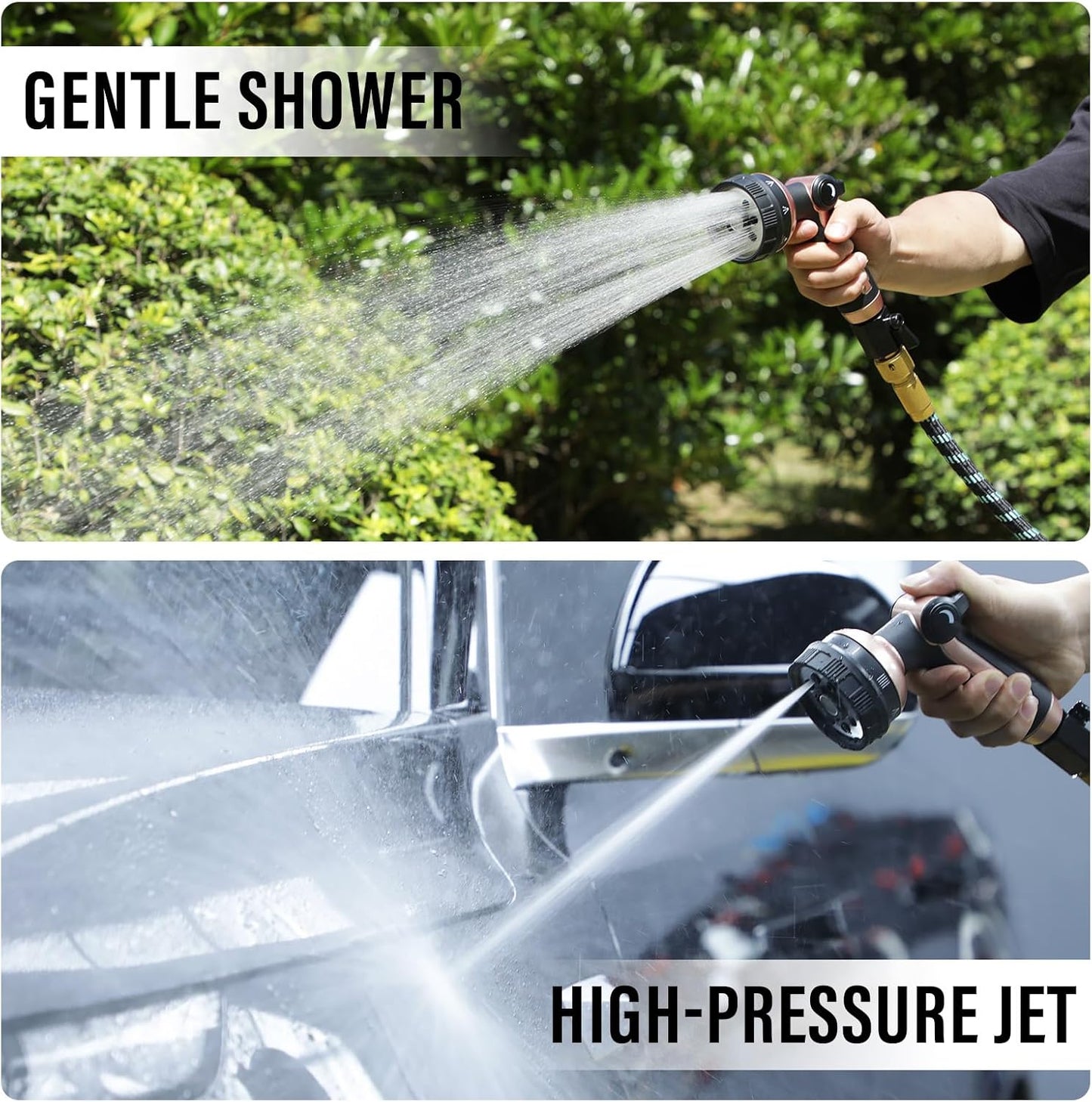 Heavy Duty Metal Hose Sprayer, 8 Patterns & Thumb Control, Orange | Rust-proof metal,8 spray patterns,thumb-control flow,on-off valveergonomic grip,for lawns, plants,cars,pets