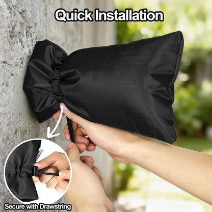 Enlarge Outdoor Faucet Cover for Winter Freeze Protection, 3M Thinsulate, 10”H x 6.3”W Hose Bib Covers for Wall Taps Outside, Waterproof & Frost Free Insulated Spigot Cover, 2 Pcs Faucet Socks - Black