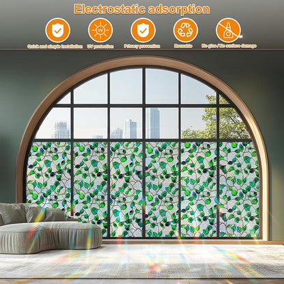 SOMWISE Frosted Glass Window Film, Heat Insulation, UV Block, Anti-Glare, One Way Privacy Tint, Static Cling for Home Bathroom Door, Renter Friendly, Day & Night Privacy