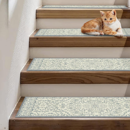 sarben Non Slip Stair Treads for Wooden Steps 15PCS - 8"x30" Indoor Safety Carpet, Edging Mats with TPE Adhesive Backing, Pet and Elderly Friendly Stair Rugs (Taupe) - Colors B