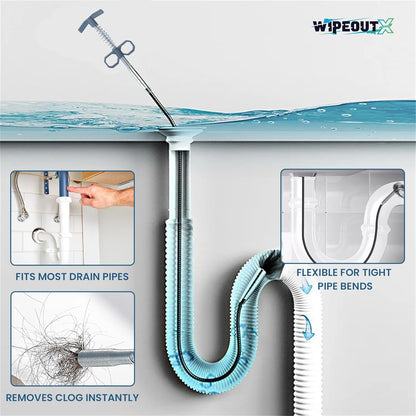 Drain Snake, 79 Inch Drain Clog Remover Tool with pair of Reusable Gloves – Flexible Grabber Claw Hair Drain Cleaner for Sink, Shower, Tub, Toilet, Bathroom & Kitchen Pipes