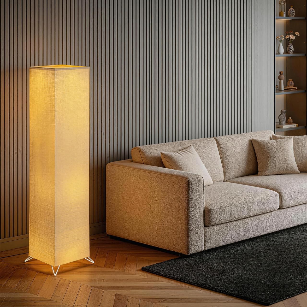 FAVOMOTO Japanese Paper Floor Lamp Shade - Foldable Decorative Paper Lampshades Cover Replacement for Modern Home Living Room Bedroom and Office