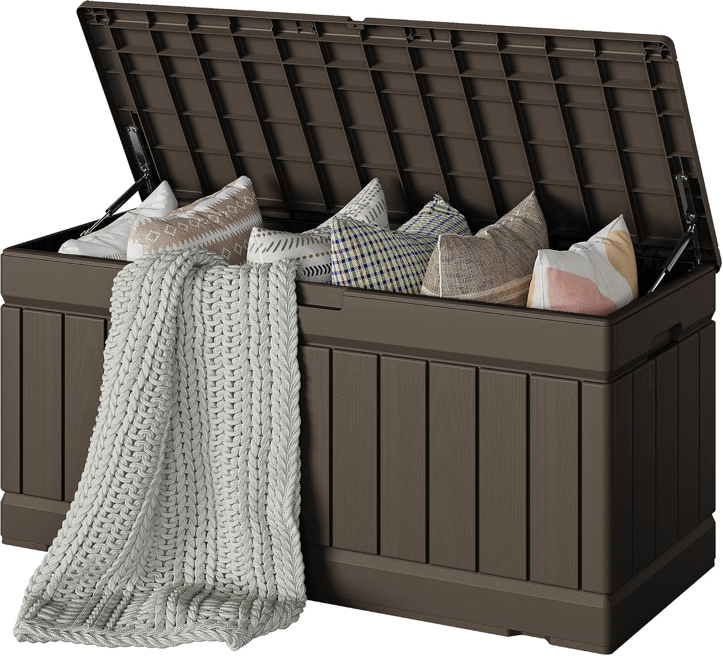 Devoko 30 Gallon Resin Deck Box Waterproof Outdoor Storage Box for Patio Furniture Pool Accessories Indoor Storage for Cushion Garden Tools (30 Gallon, Black)