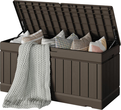 Devoko 30 Gallon Resin Deck Box Waterproof Outdoor Storage Box for Patio Furniture Pool Accessories Indoor Storage for Cushion Garden Tools (30 Gallon, Black)