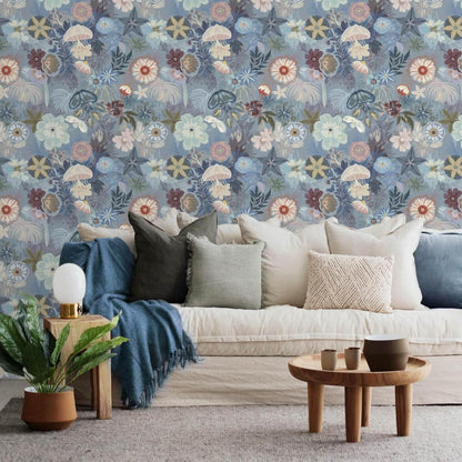 Ismoon Peel and Stick Wallpaper Floral Vintage Stick on Wall Paper Beige French Textured Contact Paper for Cabinet Removable Self Adhesive Wallpaper Vinyl Roll Shelf Deco, 17.3x78.7in