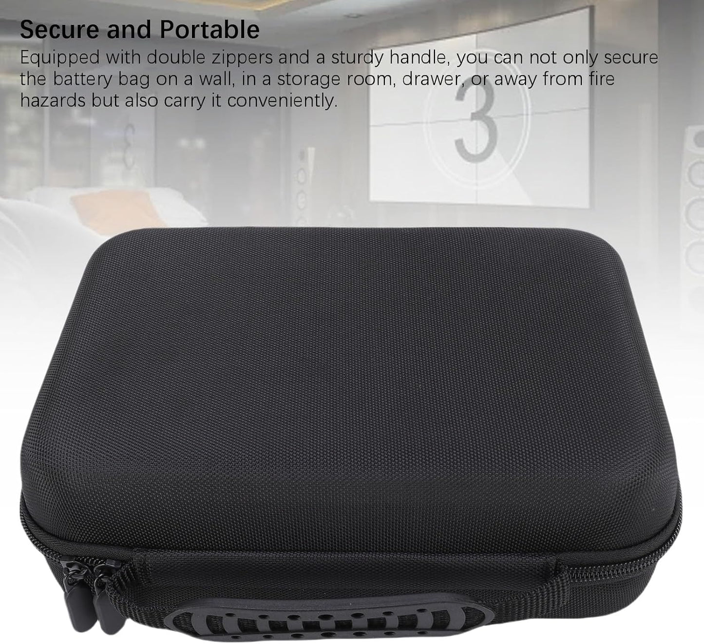 LICAEVEY Hard EVA Battery Organizer Storage Box Case with Tester Holder for AA AAA C D 3V 9V Batteries - Black Protective Container