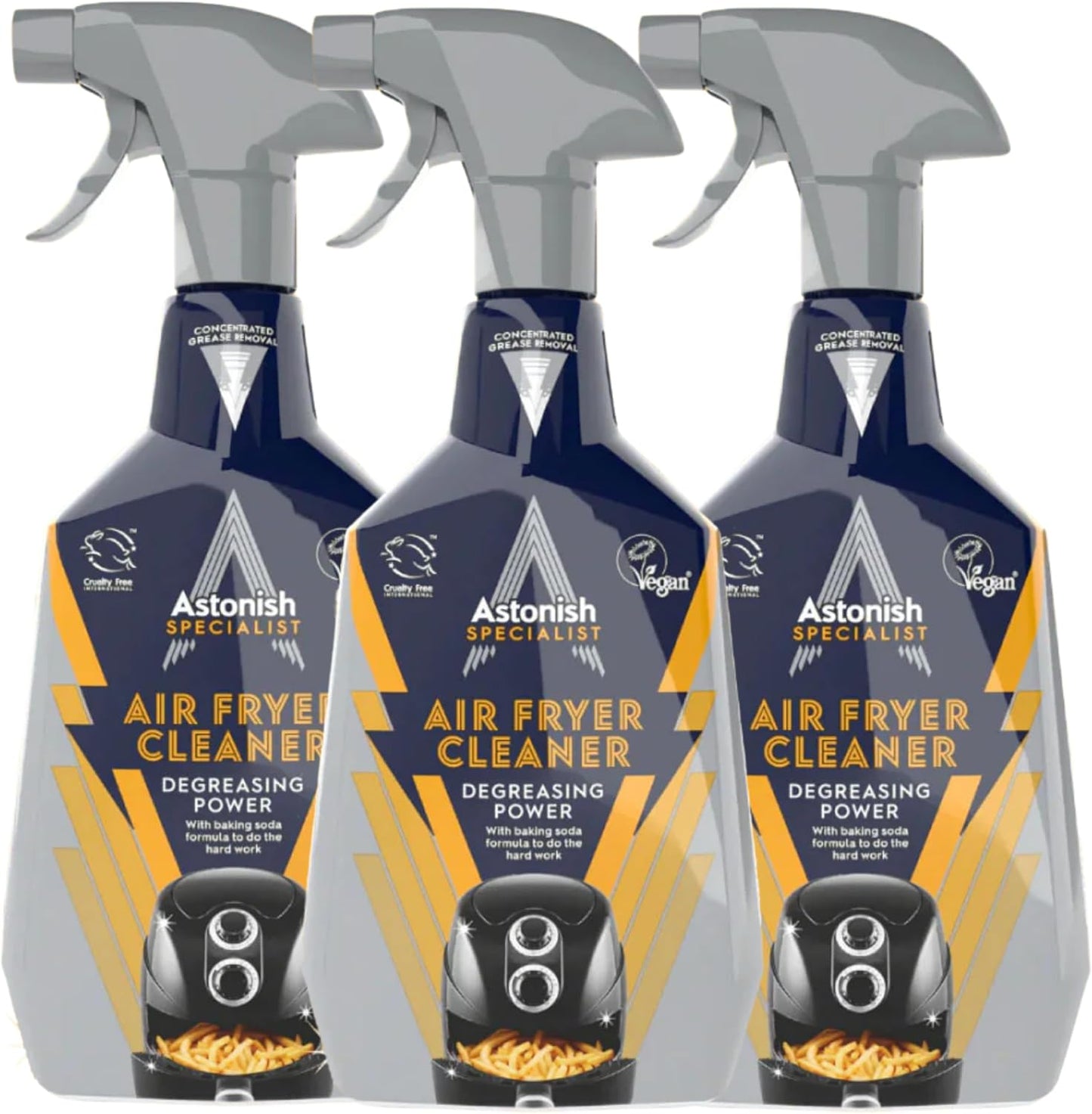 Astonish 750ml Specialist Air Fryer Cleaner Spray with Baking Soda - Non Stick Safe Grease Remover, Food Residue Lifter, Quick Rinse Vegan Cruelty Free Kitchen Appliance Degreaser, No Scrub Formula