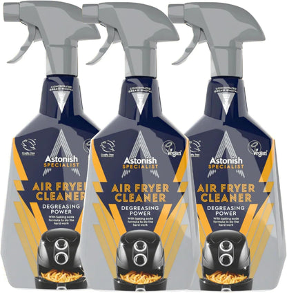 Astonish 750ml Specialist Air Fryer Cleaner Spray with Baking Soda - Non Stick Safe Grease Remover, Food Residue Lifter, Quick Rinse Vegan Cruelty Free Kitchen Appliance Degreaser, No Scrub Formula